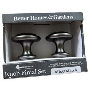 Better Homes & Gardens Pewter Finish Knob Finial Set *New*
